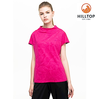【hilltop山頂鳥】女款吸濕快乾抗UV抗菌T恤S04FI1螢光粉紅