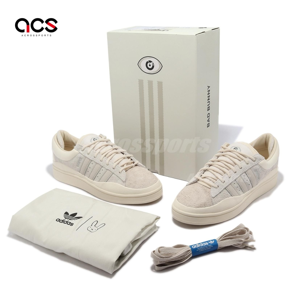 adidas X Bad Bunny Campus 男鞋女鞋白米白麂皮聯名款復古休閒鞋FZ5823