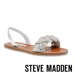STEVE MADDEN-NOLES 編織水鑽平底涼鞋-銀色