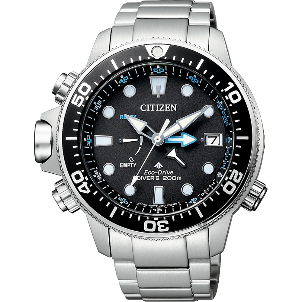 CITIZEN 星辰 PROMASTER 光動能200米潛水錶 送禮首選-黑x銀/46mm BN2031-85E