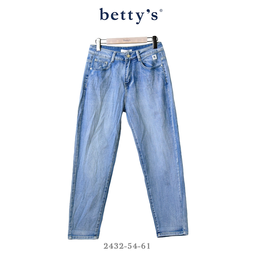 betty’s專櫃款 水洗刷色彈性抓皺牛仔褲(淺藍)