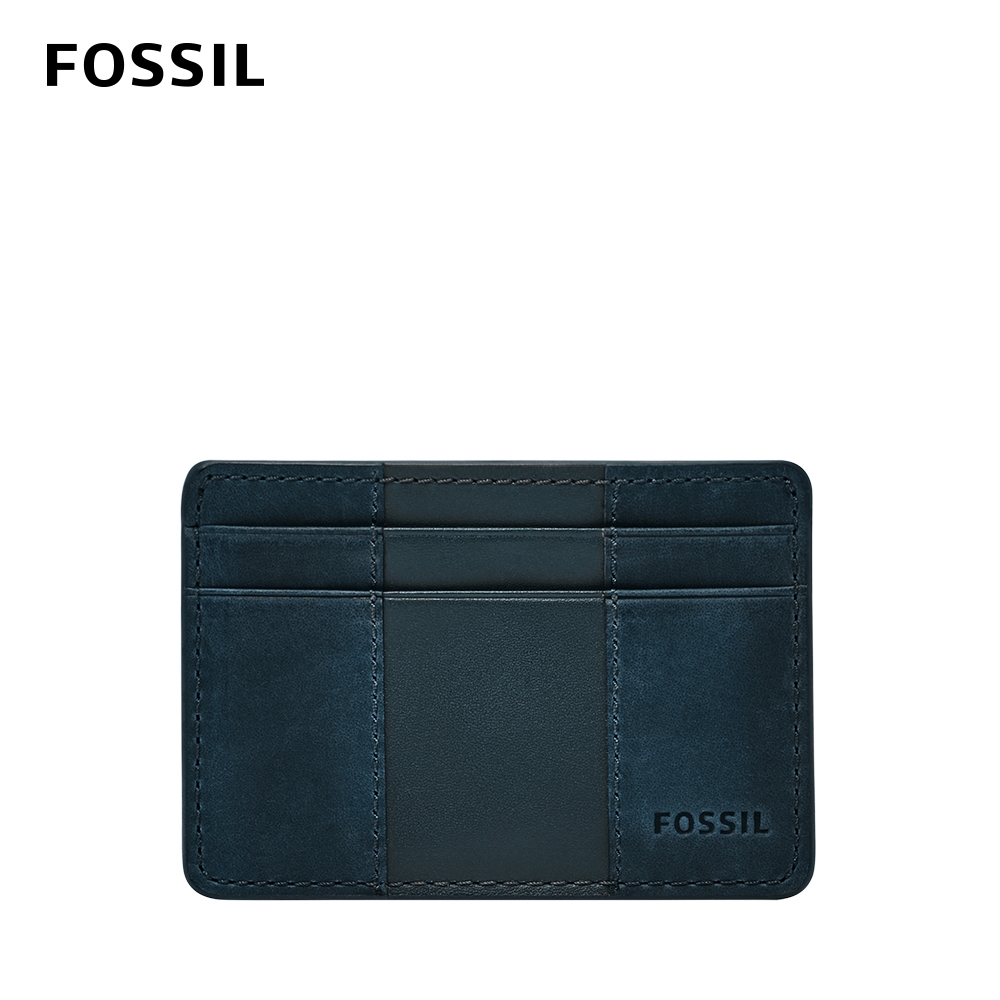 FOSSIL Everett 真皮證件卡夾-藍色 ML4398744