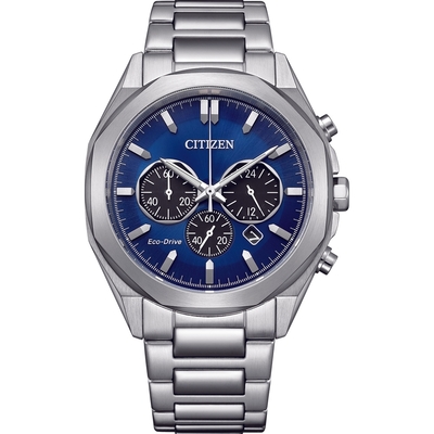 CITIZEN 星辰 Chronograph 光動能計時腕錶-藍 CA4590-81L