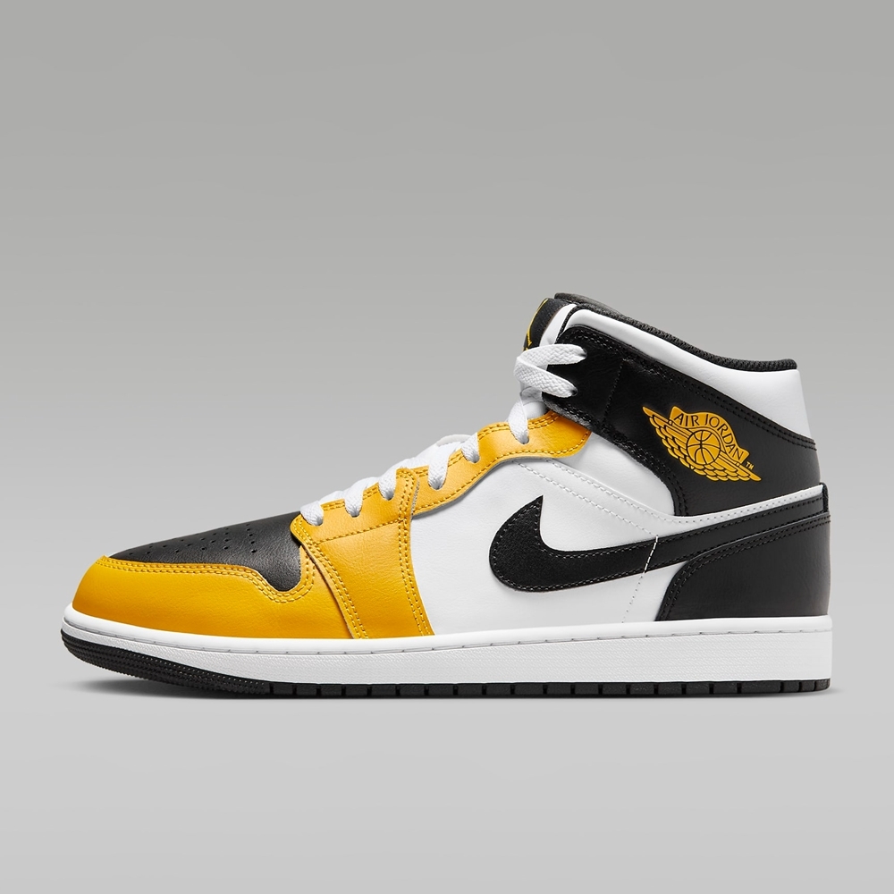 NIKE AIR JORDAN 1 MID 男休閒運動鞋-白黑黃-DQ8426701