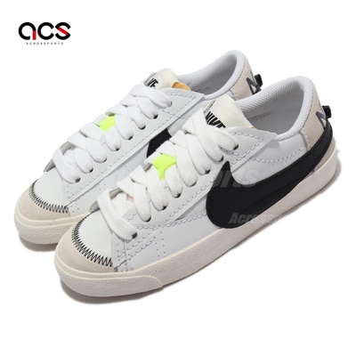 Nike 休閒鞋 Blazer Low 77 Jumbo 女鞋 經典款 大logo 皮革 麂皮 舒適 穿搭 白黑 DQ1470101