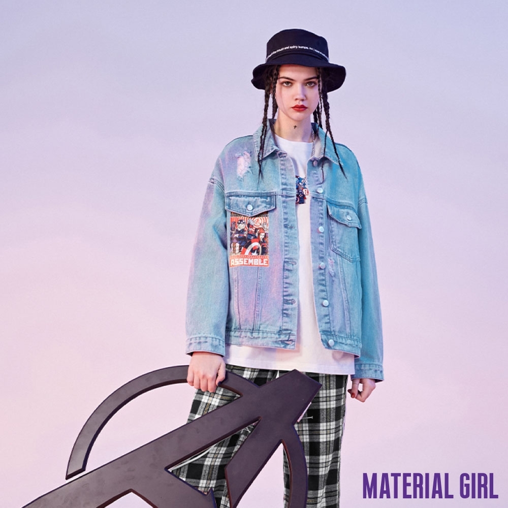 MATERIAL GIRL 漫威復仇者聯盟印花牛仔外套-B140953