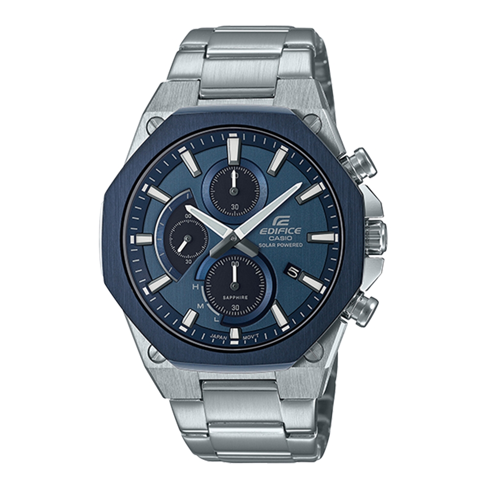 CASIO EDIFICE 三針三眼太陽能計時碼錶(EFS-S570DB-2A)-銀灰x51mm