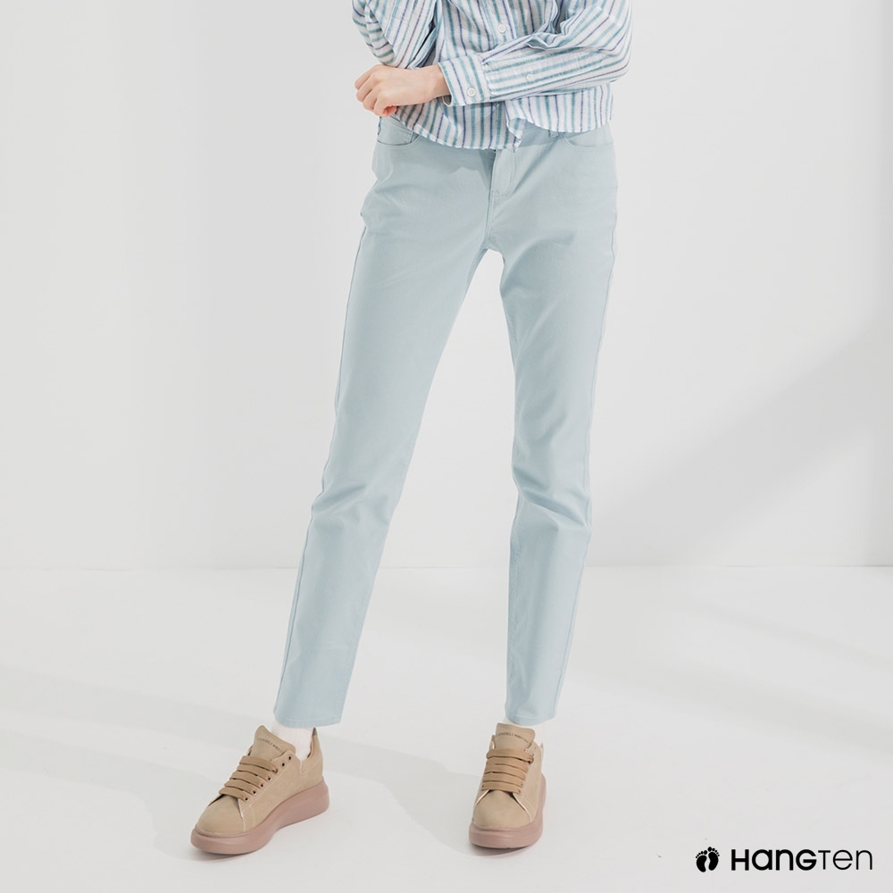 Hang Ten-女裝-SLIM FIT五袋款長褲-淺藍色