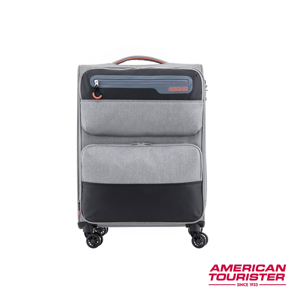 AT美國旅行者??25吋TIMO布面拼接可擴充TSA行李箱 (潮流灰)