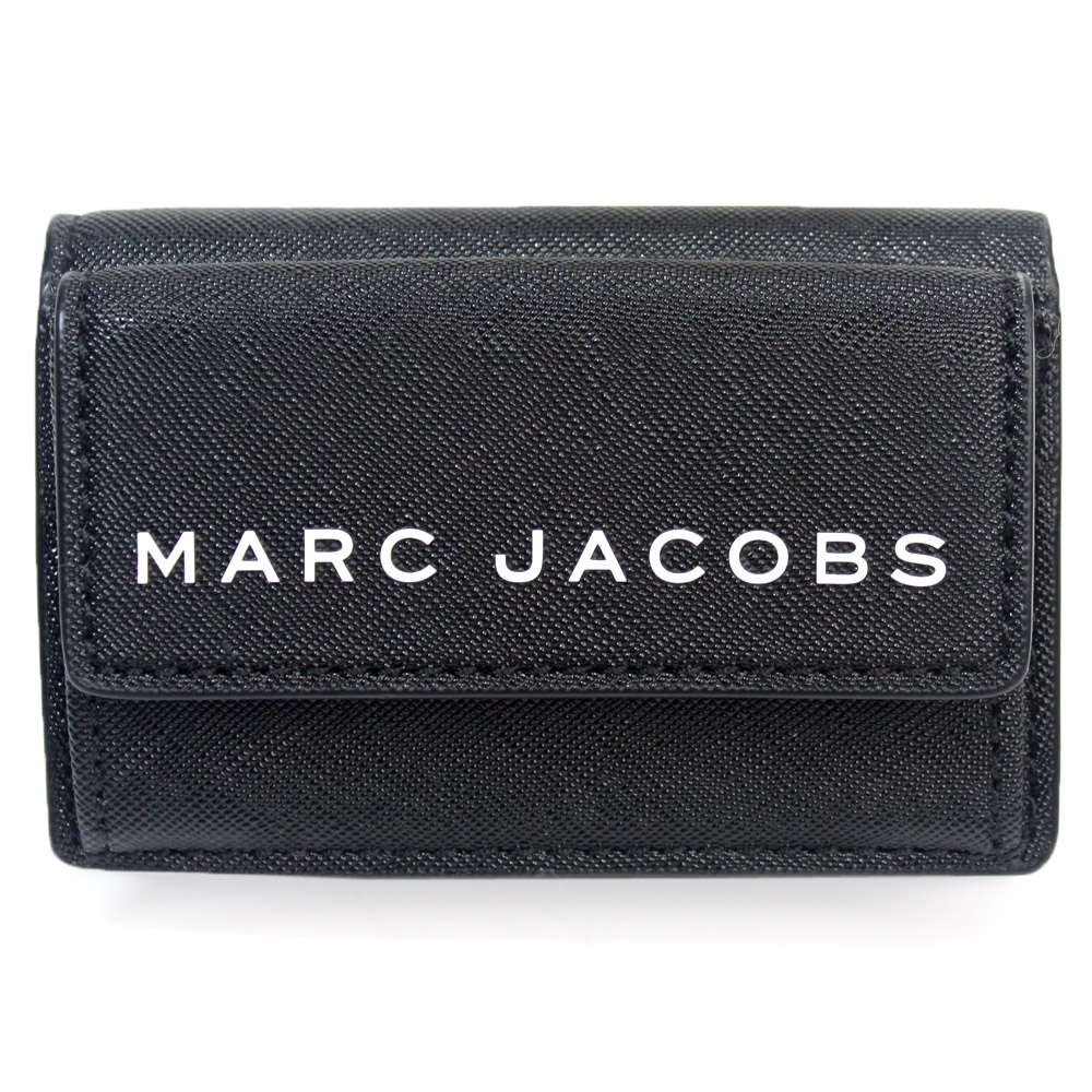 MARC JACOBS  防刮皮革釦式三折零錢袋短夾_黑色