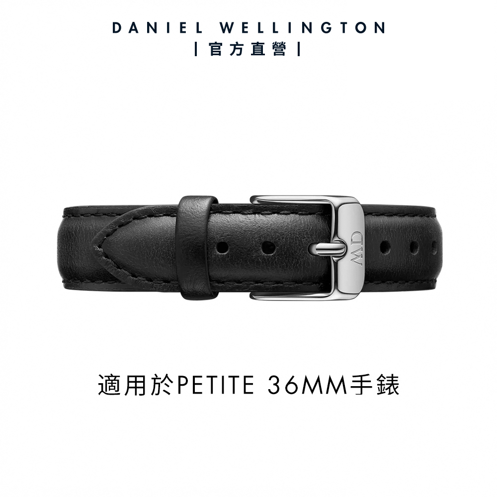 Daniel Wellington DW 錶帶 Petite Sheffield 16mm爵士黑真皮錶帶-銀