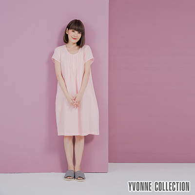 YVONNE雙層紗短袖洋裝- 淺粉