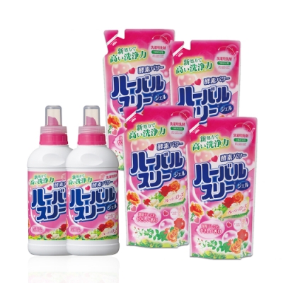 【日本MITSUEI 買二送四】玫瑰花香酵素洗衣精450ml*2+補充包800ml*4