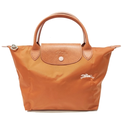 【LONGCHAMP】L1621619P39 經典LE PLIAGE CLUB 短把摺疊手提刺繡水餃包 S號(磚橘色)