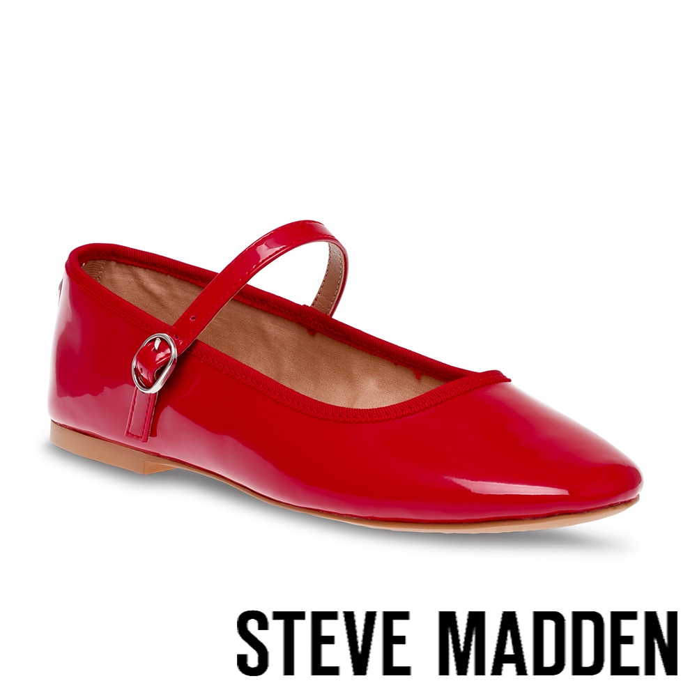 STEVE MADDEN-VINETTA 漆皮圓頭瑪莉珍鞋-紅色