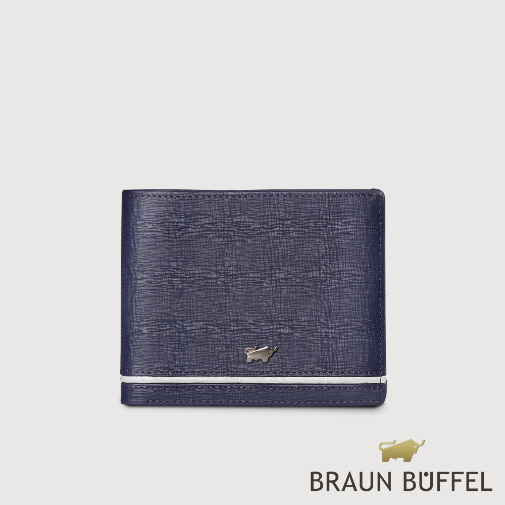 【BRAUN BUFFEL 德國小金牛】台灣總代理 維克多-D 4卡零錢袋皮夾-午夜藍/BF512-315-MNB