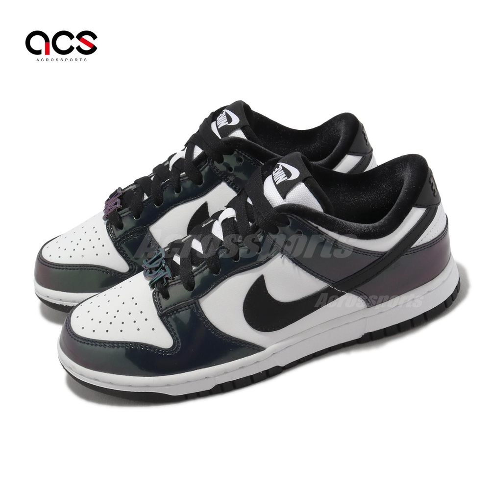 Nike 休閒鞋Wmns Dunk Low SE 女鞋黑白變色龍漆皮Just Do It FQ8143