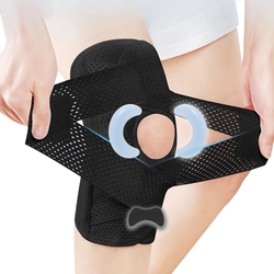 【E-Pin 逸品生活】半月型矽膠髕骨軟鐵護膝1雙(登山健行 運動護具 支撐固定綁帶)