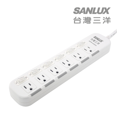 SANLUX台灣三洋防塵蓋轉接延長電源線3孔6座6切1.8M(SYPW-W366DA)