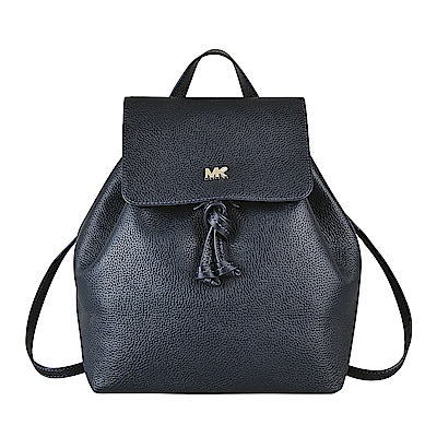 MK MICHAEL KORS JUNIE金字LOGO牛皮磁釦後背包(中/海軍藍)