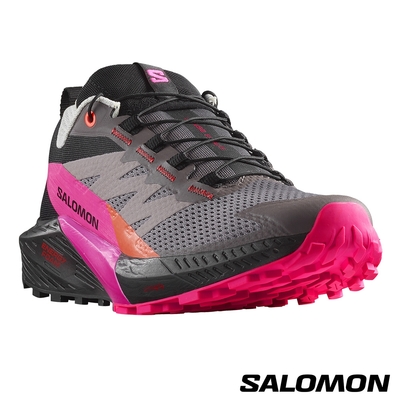 官方直營 Salomon 女 SENSE RIDE 5 野跑鞋 登山鞋 撫慰紫/黑/亮粉紅