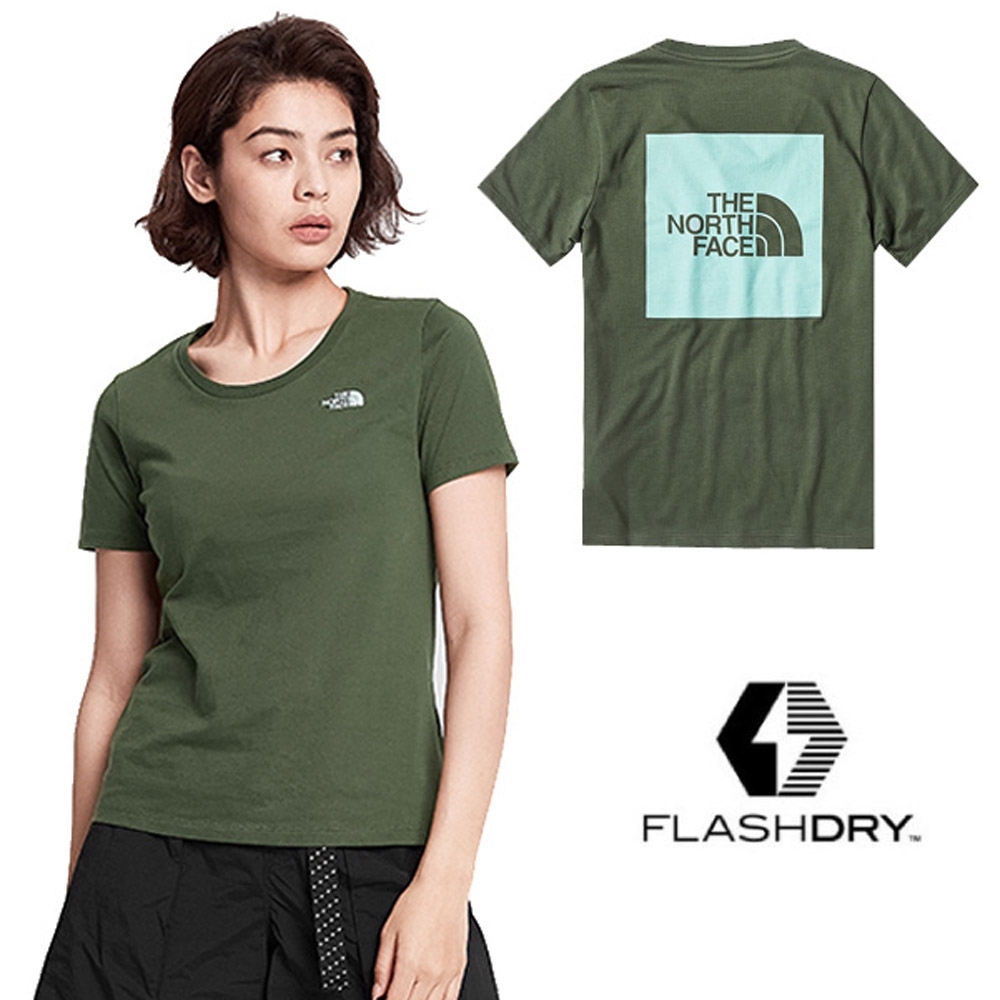 The North Face 女新款 FlashDry閃電快乾短袖圓領快排衫.運動圓領T恤_綠 N