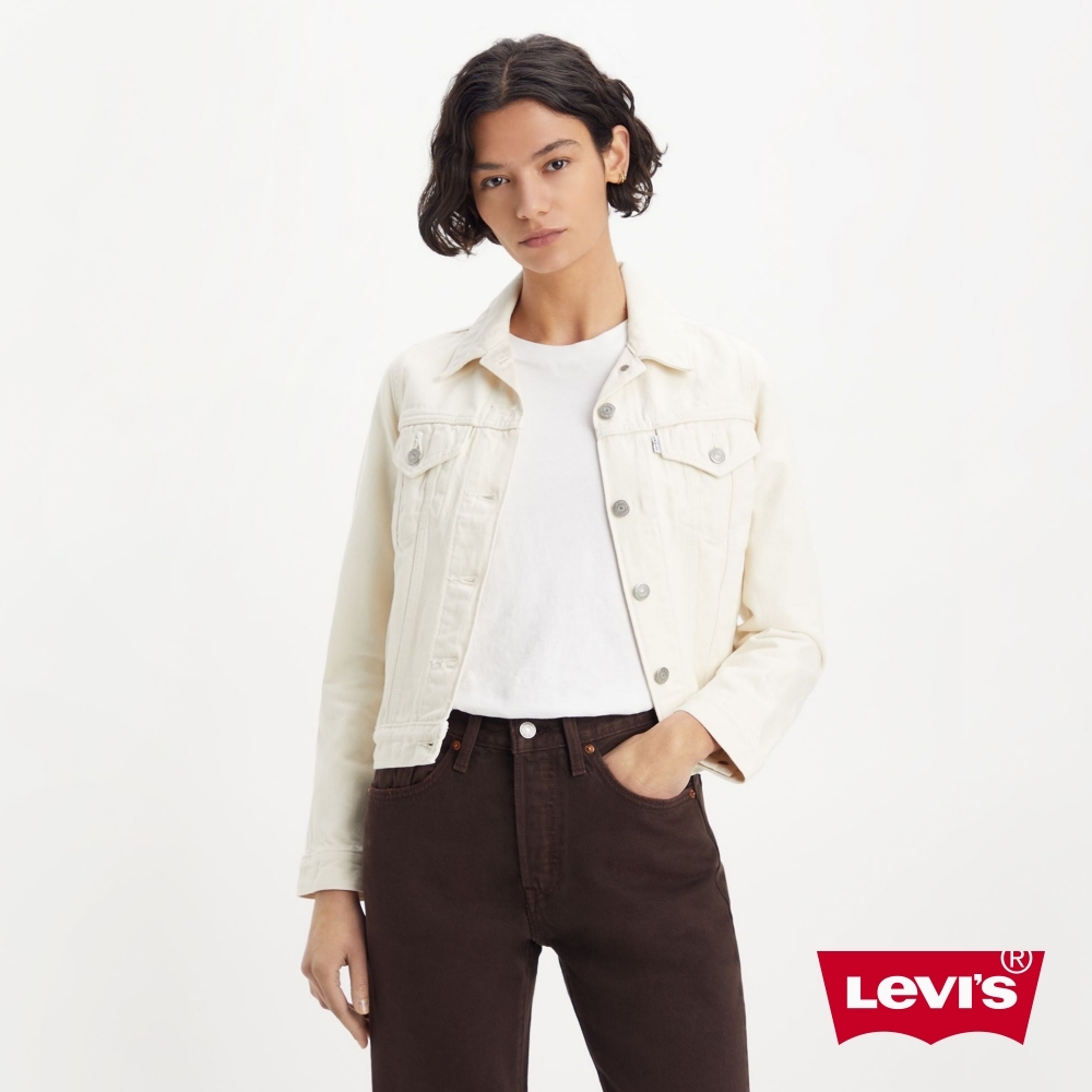 Levis 女款 經典修身版牛仔外套 / 牛奶白 / 乳白