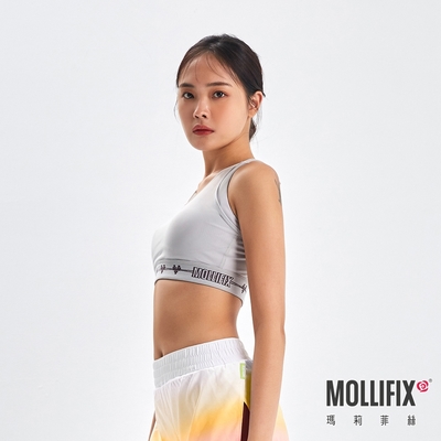Mollifix 瑪莉菲絲 雙層透網包覆運動內衣 (淺灰)、瑜珈服、無鋼圈、開運內衣
