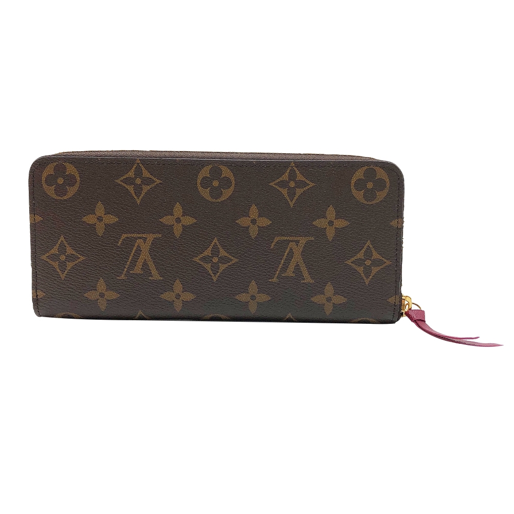 Louis Vuitton Clemence系列 Monogram帆布拉鍊長夾(M60742-紫紅)