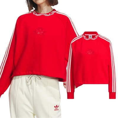 Adidas JAC Crew Neck 女 紅色 休閒 寬鬆 CNY 龍年 上衣 長袖 IX4228