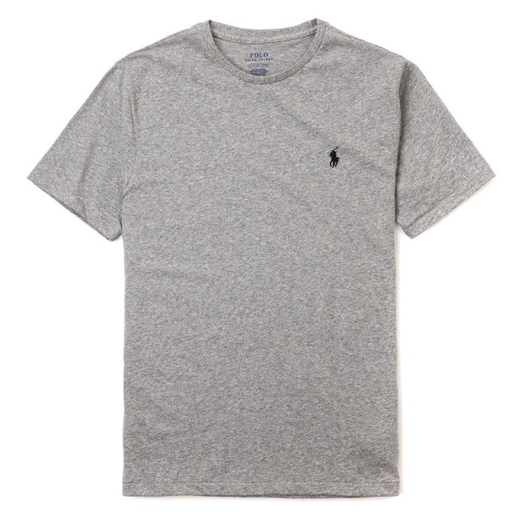 Polo Ralph Lauren 經典電繡小馬圓領素面短袖T恤-灰色