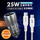 HANG 25W金屬頭 PD+QC雙孔快充車充頭+65W Type-C to Type-C 傳輸充電線(100cm) product thumbnail 1