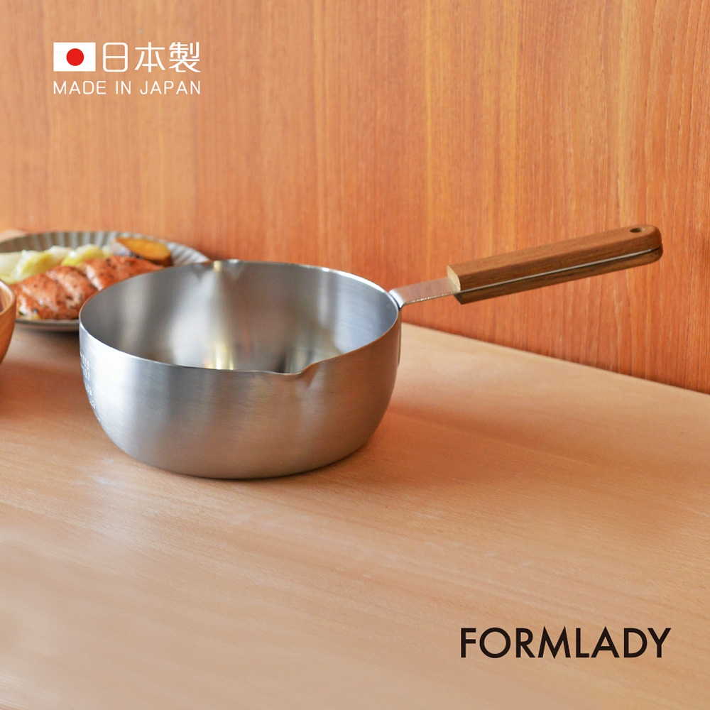 日本FORMLADY 小泉誠 ambai日製木柄18-8不鏽鋼三層底雪平鍋-18cm