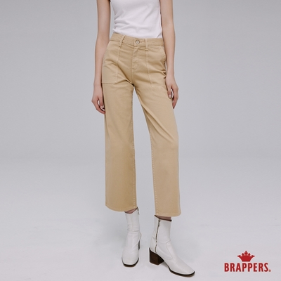 BRAPPERS 女款 Boy friend系列-中腰彈性中寬版褲-卡其