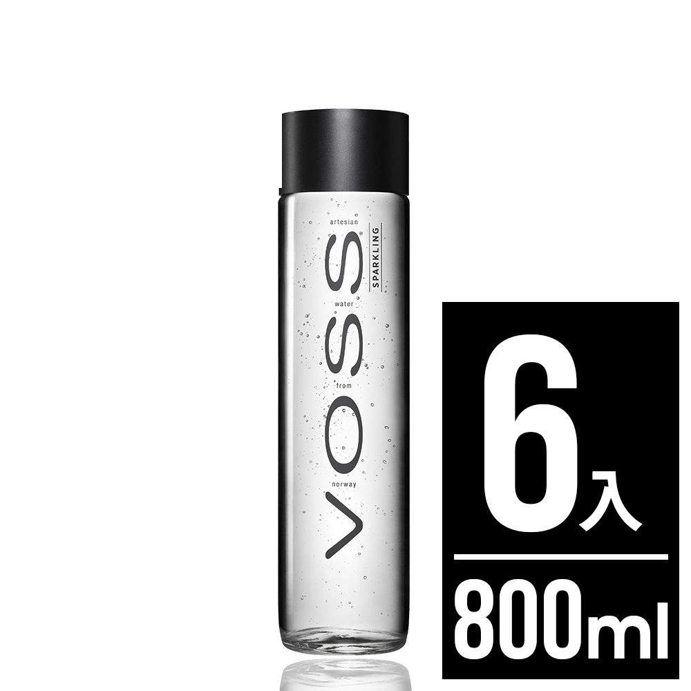 VOSS挪威芙絲 頂級氣泡礦泉水(時尚玻璃瓶6入x800ml)