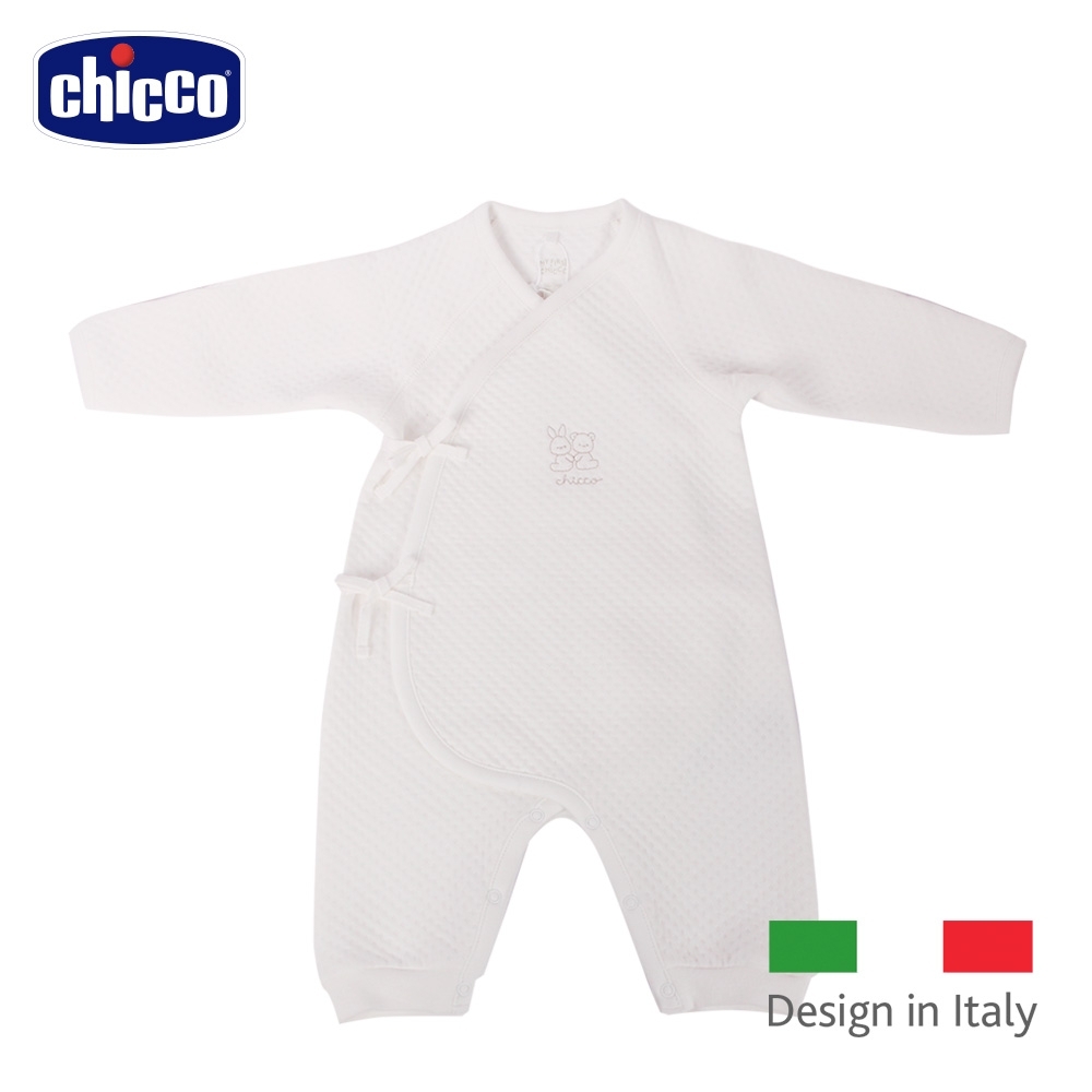 chicco- 菱點夾棉肚衣式兔裝-米