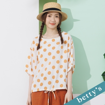 betty’s貝蒂思 圓點綁帶造型袖寬版上衣(橘色)