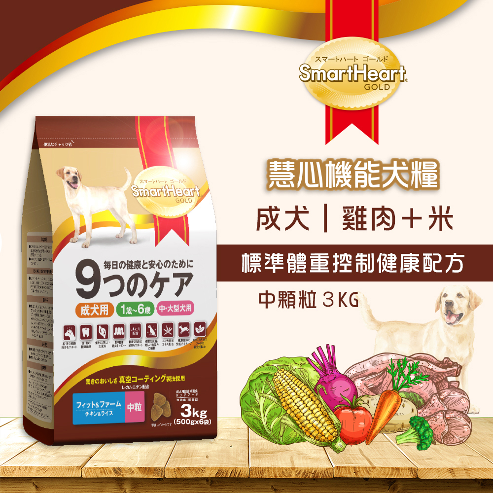 SmartHeart GOLD 慧心機能犬糧 - 標準體重控制健康配方(中粒) 3kg