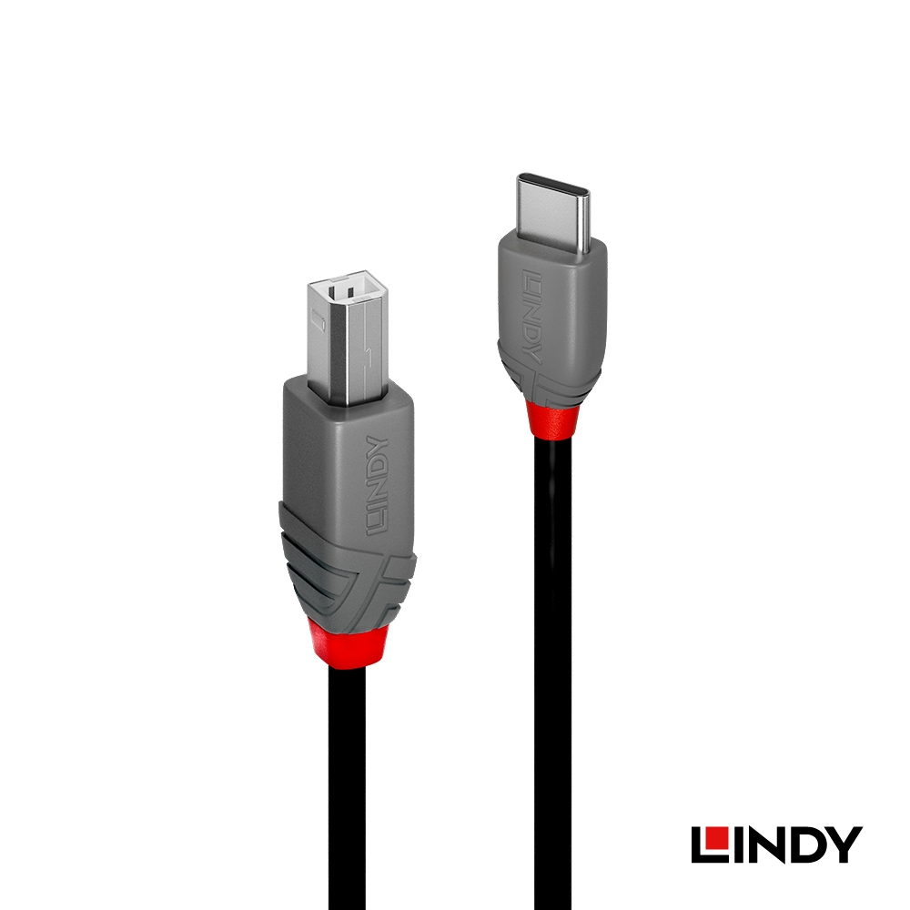 LINDY 林帝 ANTHRA USB2.0 Type-C/公 to Type-B/公 傳輸線 3m (36943)