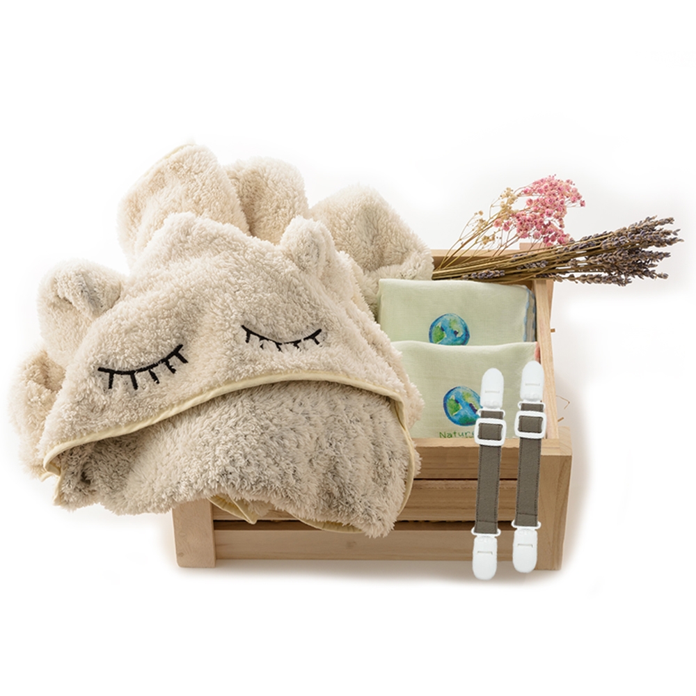 【台灣 Nature Me】親親。寶貝新生兒禮盒 (包巾、哺乳巾、背巾披風、造型披風)