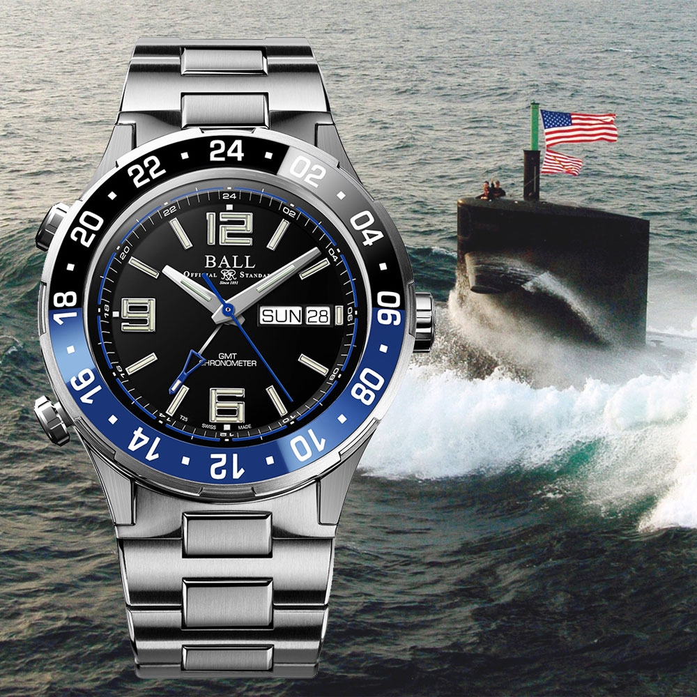 BALL 波爾 Marine GMT系列 限量 鈦 天文台認證200米潛水陶瓷機械腕錶-40mm DG3030B-S1CJ-BK