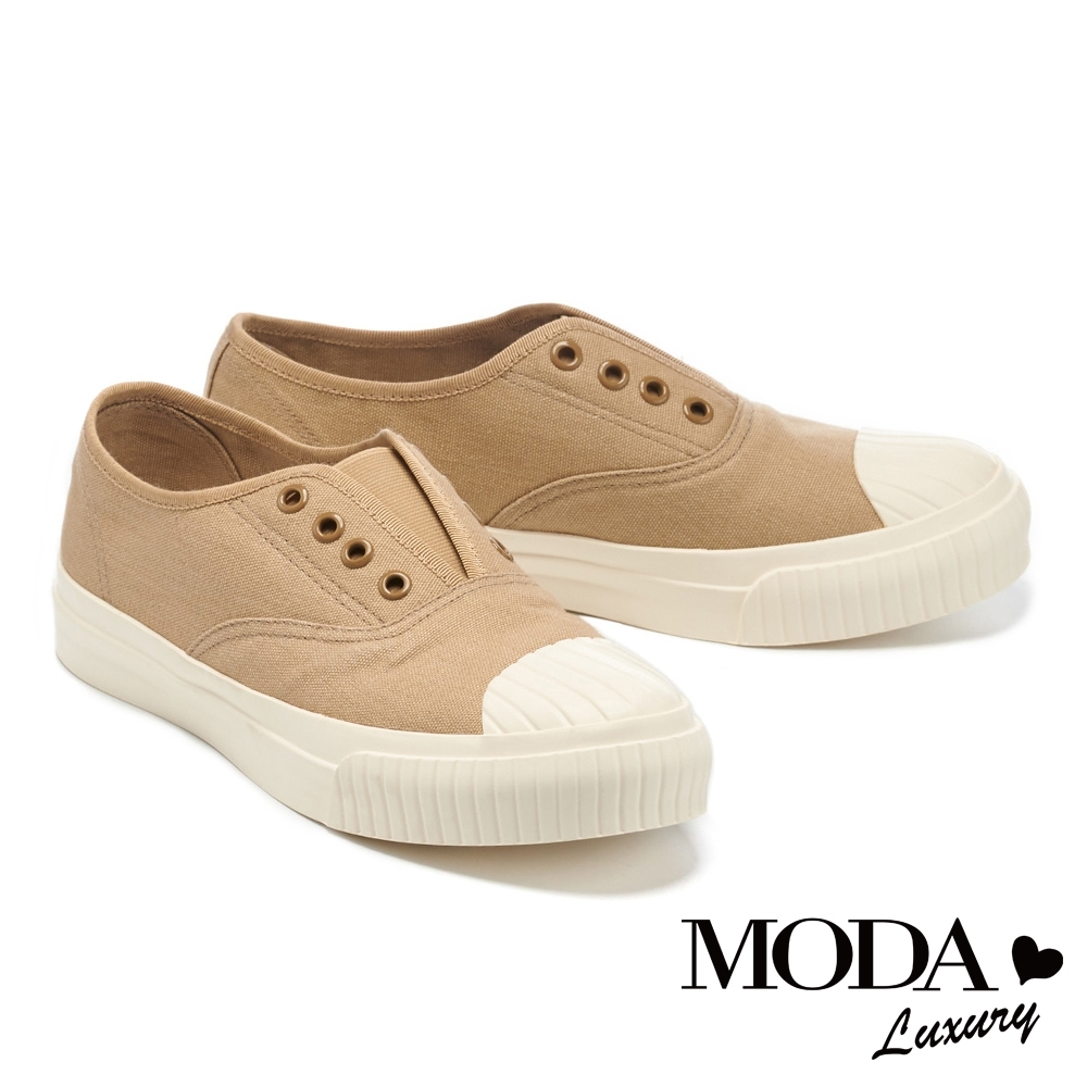 休閒鞋 MODA Luxury 簡約舒適懶人免綁帶厚底休閒鞋－卡其