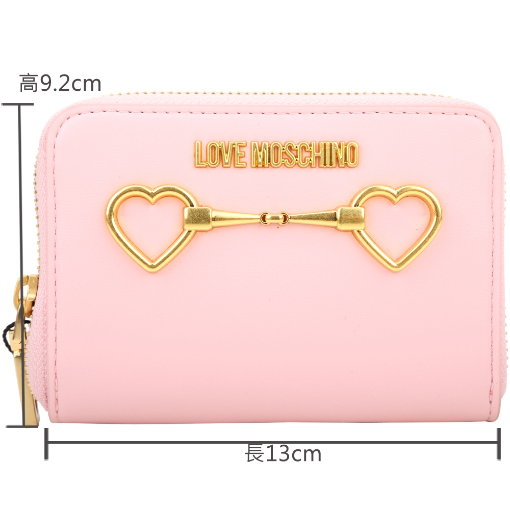 LOVE MOSCHINO 愛心馬蹄標誌皮革卡片夾/零錢包(粉色) | 歐系精品包