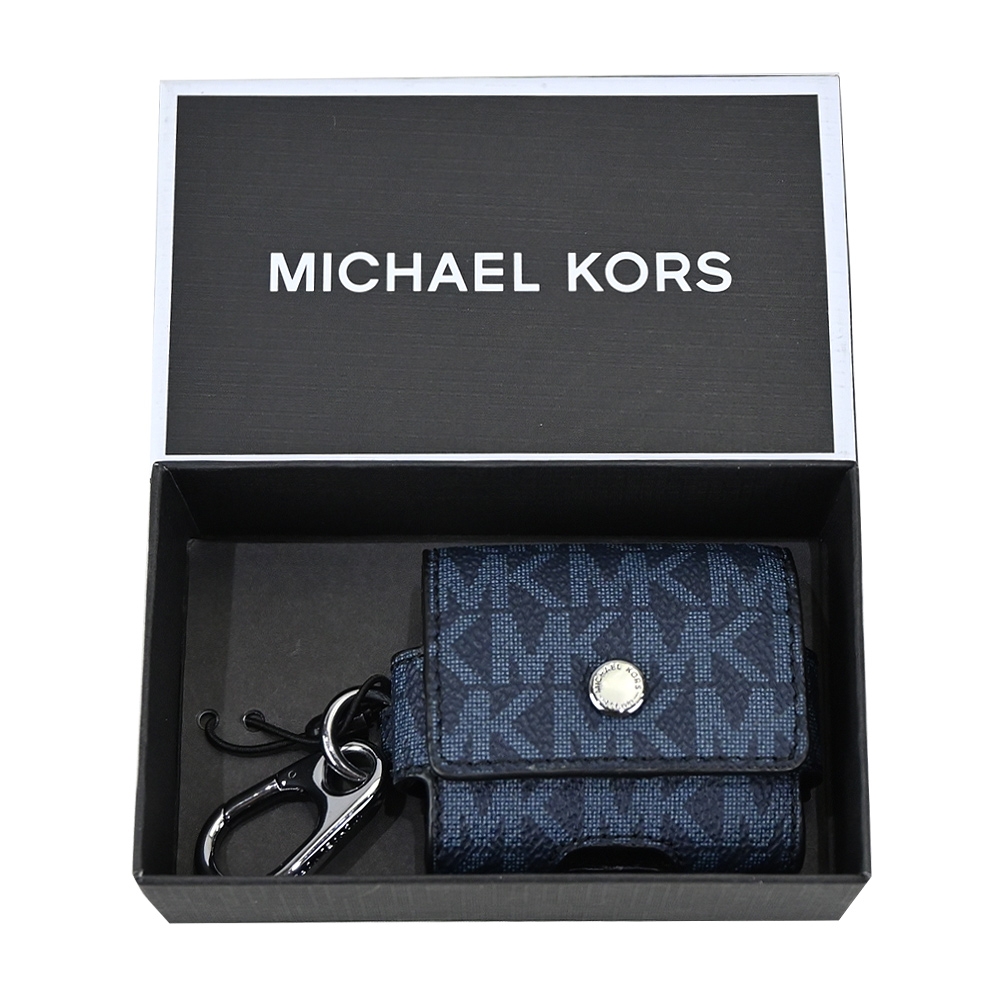 MK MICHAEL KORS GIFTING滿版Airpods保護套禮盒(附扣環)-深藍