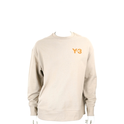 Y-3 橘字母標誌棉質混紡卡其色運動衫 大學T(男款)