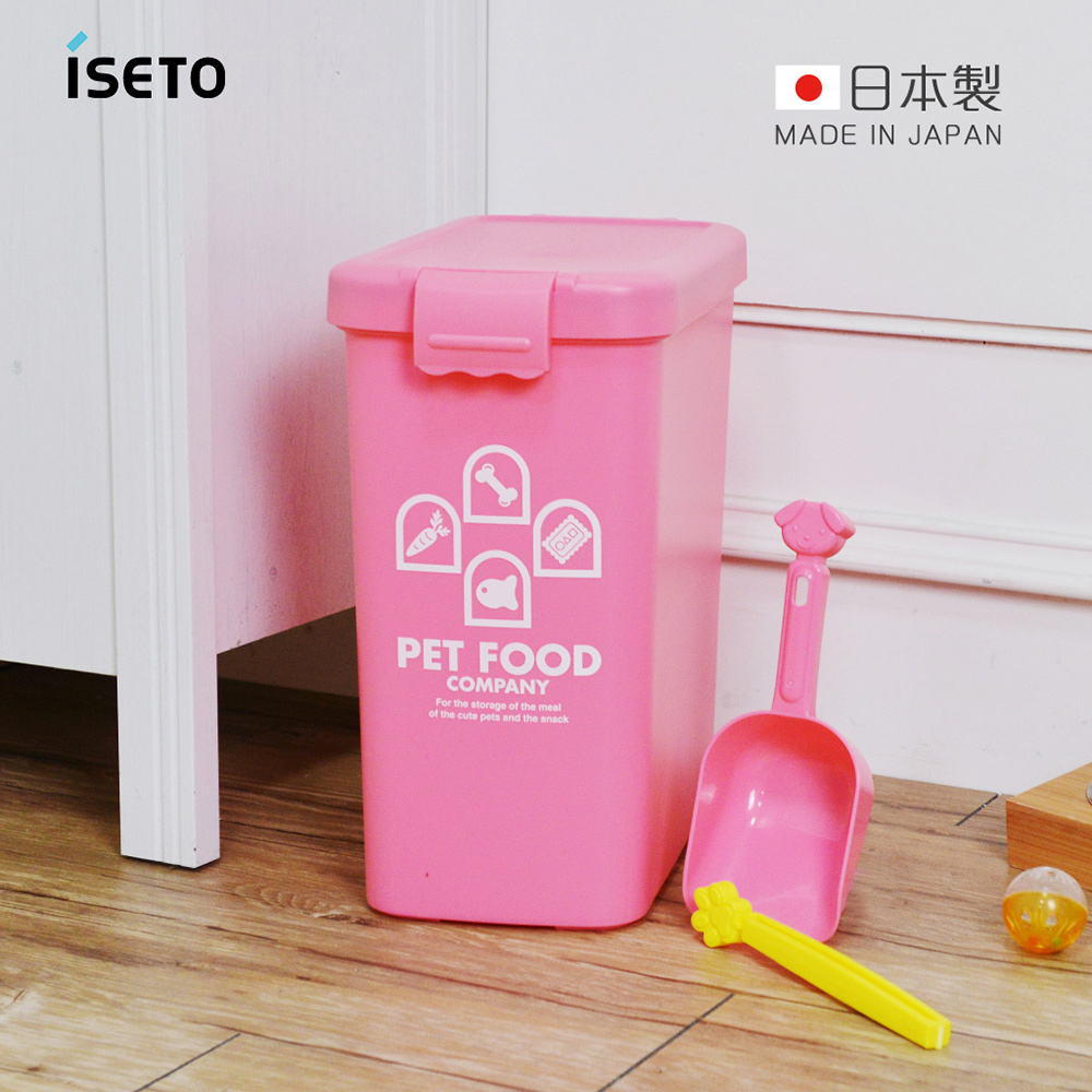 【日本ISETO】日製粉彩寵物飼料密封收納桶(附夾勺)-13L product image 1