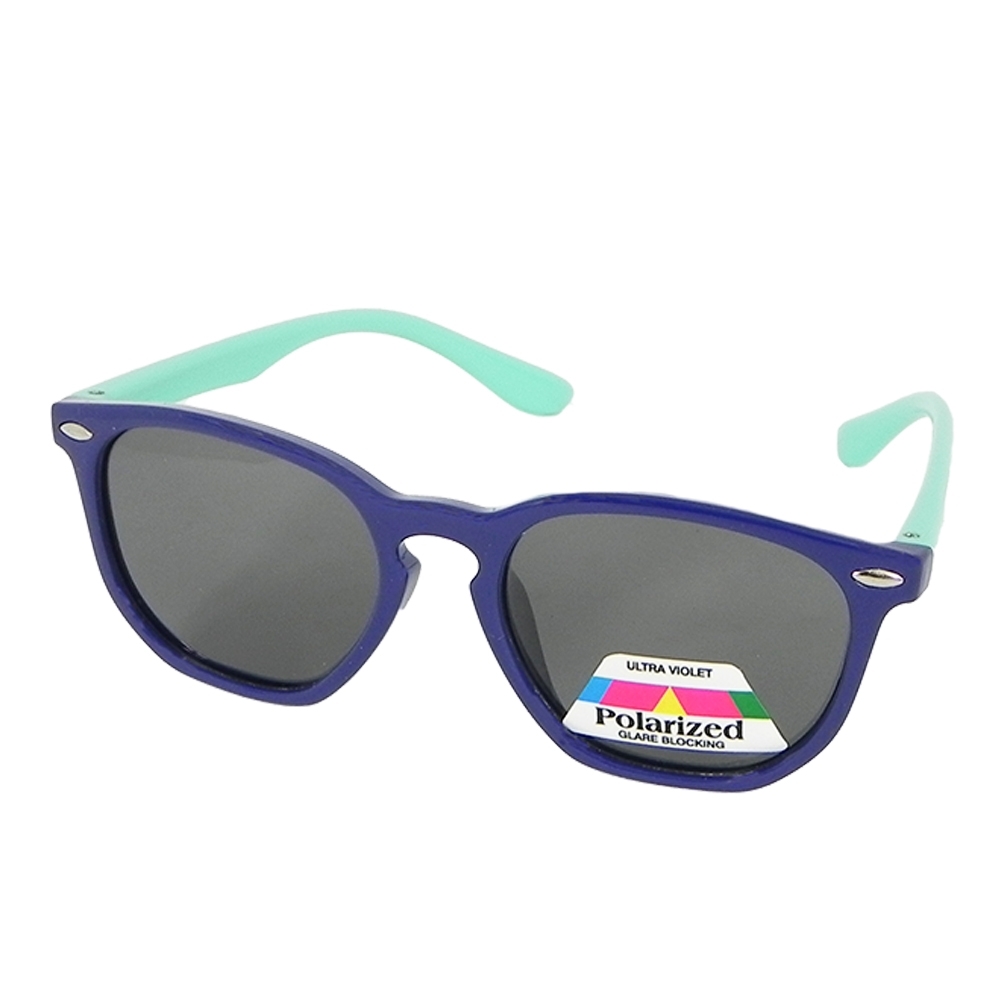 【Docomo大兒童偏光橡膠太陽眼鏡】質感藍色鏡框　偏光抗UV400鏡片　頂級設計款　坐踩壓不怕壞