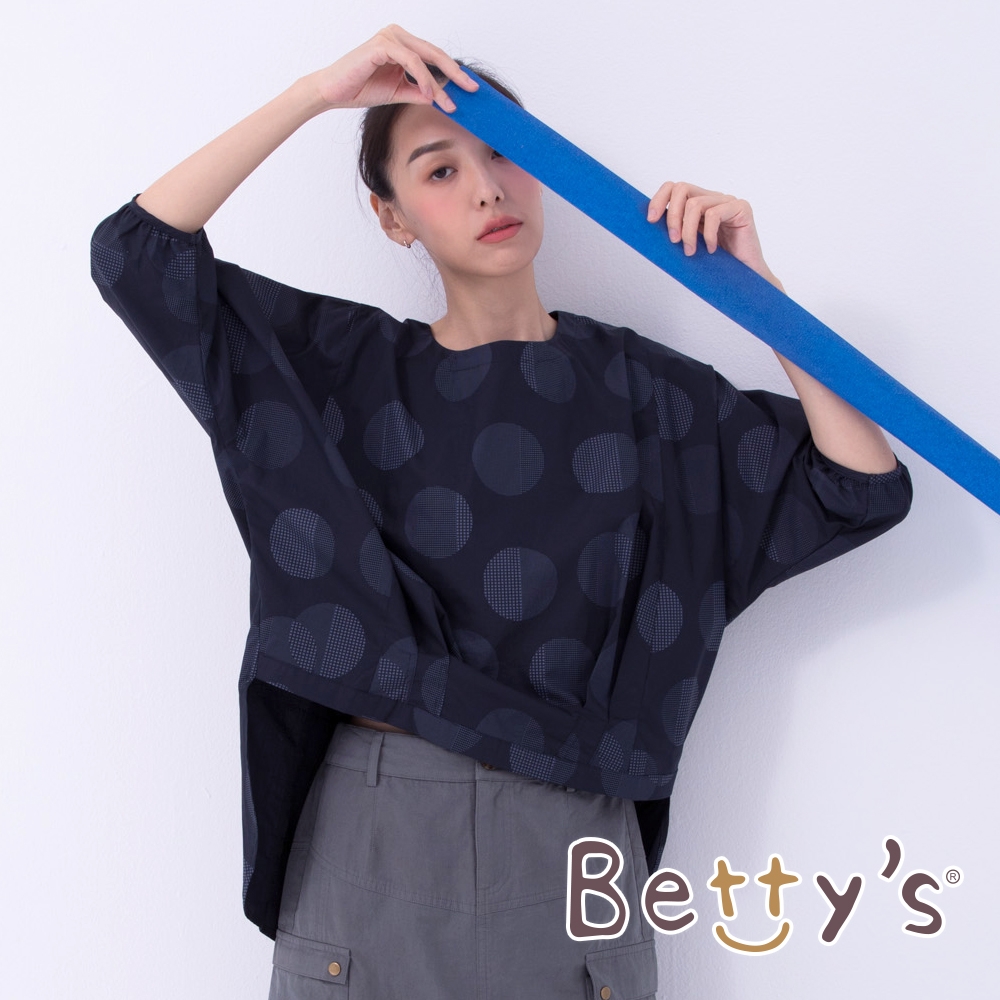 betty’s貝蒂思　圓點布蝙蝠袖上衣(深藍)