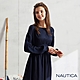 Nautica 女裝圓領高腰剪裁長袖洋裝-深藍 product thumbnail 1