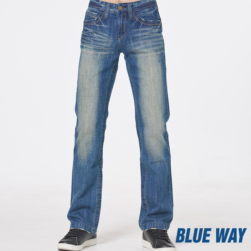 BLUE WAY – 骷顱釘皮中腰丹寧直筒褲